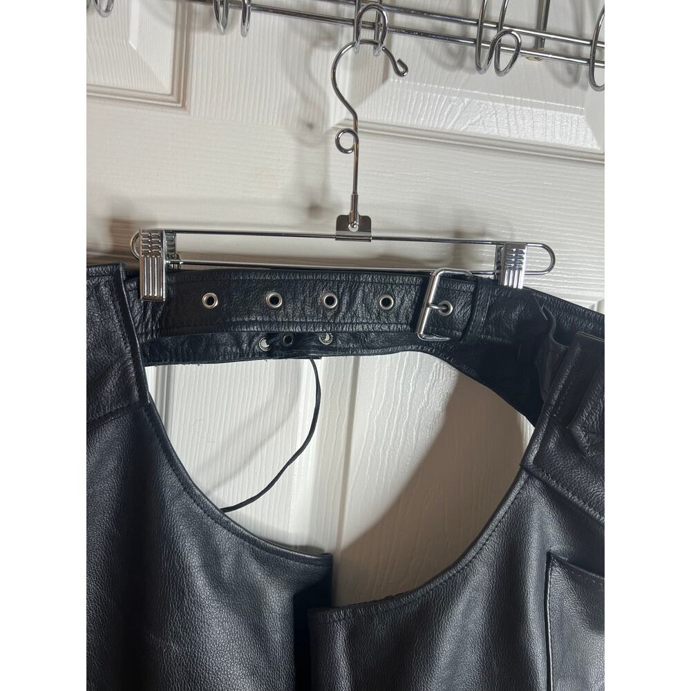 Interstate Leather Motorcycle Chaps Unisex Black ~ Size 4XL - Picture 9 of 11